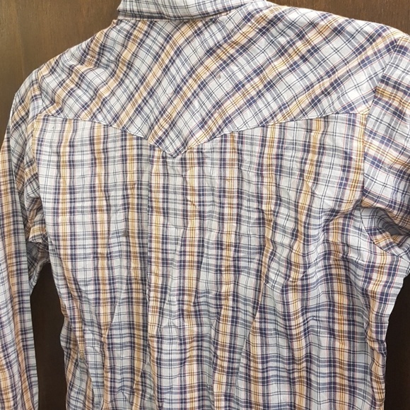 TWO Plaid vintage Wrangler western ranch shirts 14 & L - Picture 4 of 12